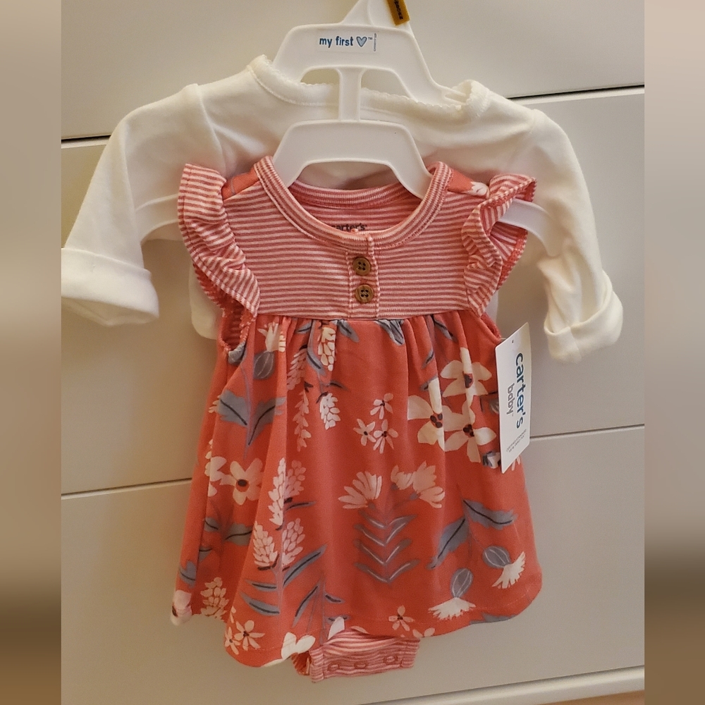 Floral romper with cardigan, Newborn, Carter's baby. NEW WITH TAGS